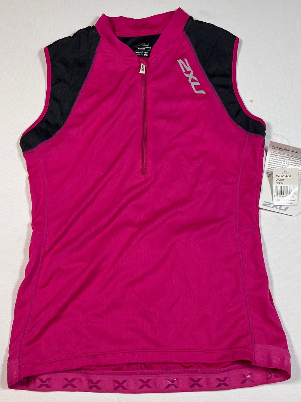 NWT 2XU Ice X Sleeveless Jersey Cycle Singlet Hot Pink M